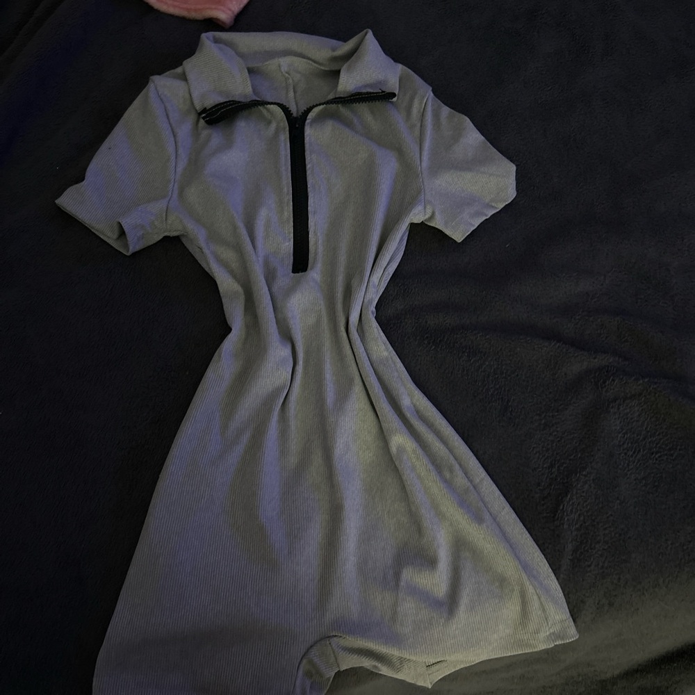 Gray Polo Collar Sheath Mini Dress